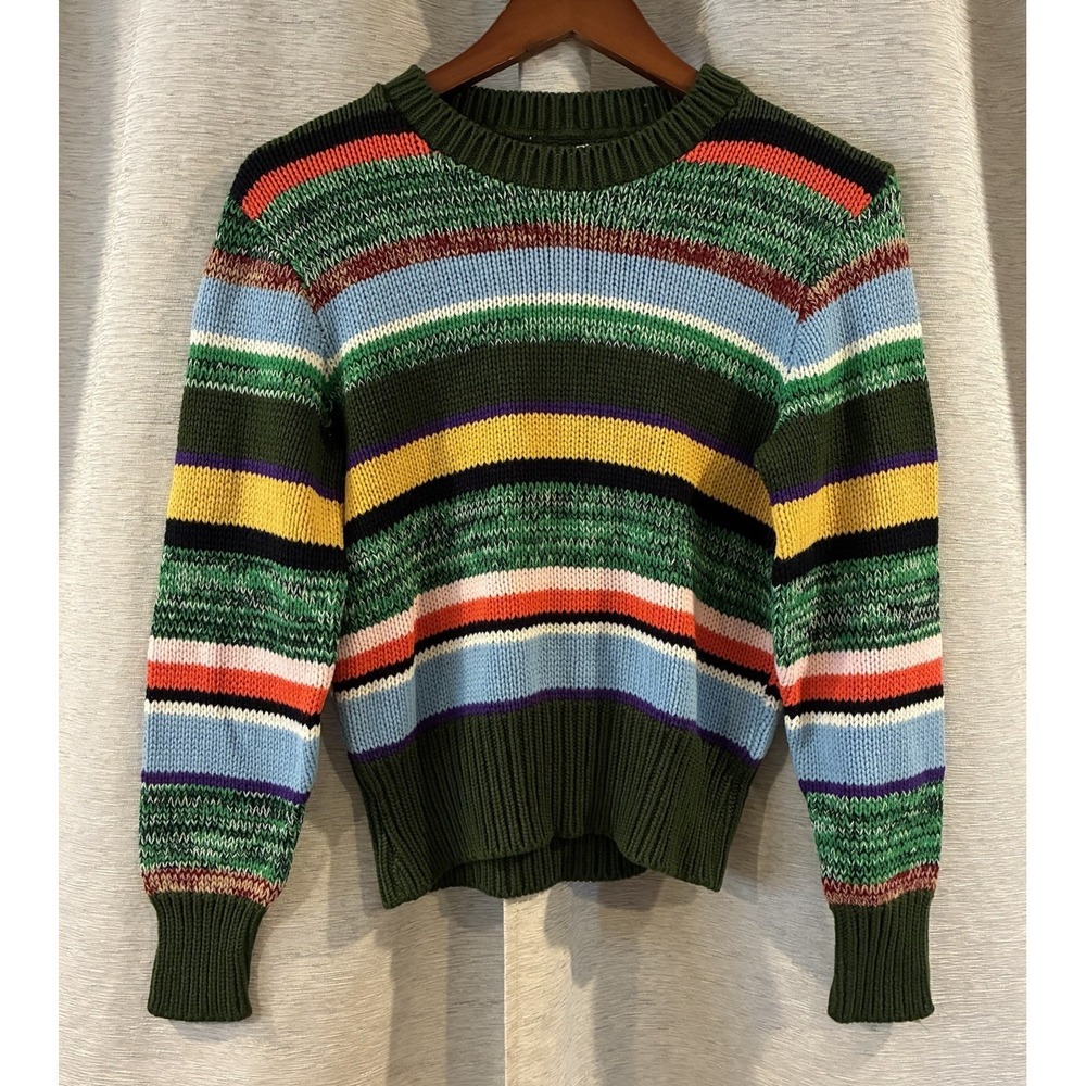 Vintage 70s Sears Jr‎ Bazaar Colorful Striped Knit Sweater